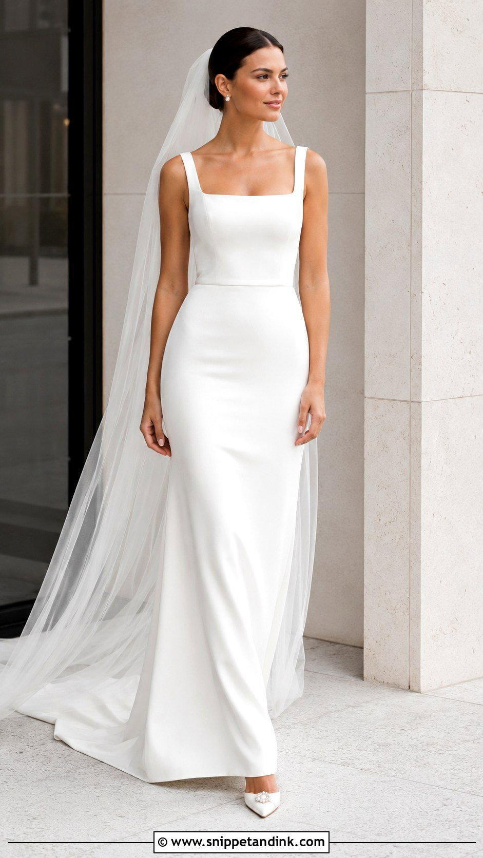 Long Square Neck Wedding Dress - Snippet and Ink - 30 Long Wedding Dresses