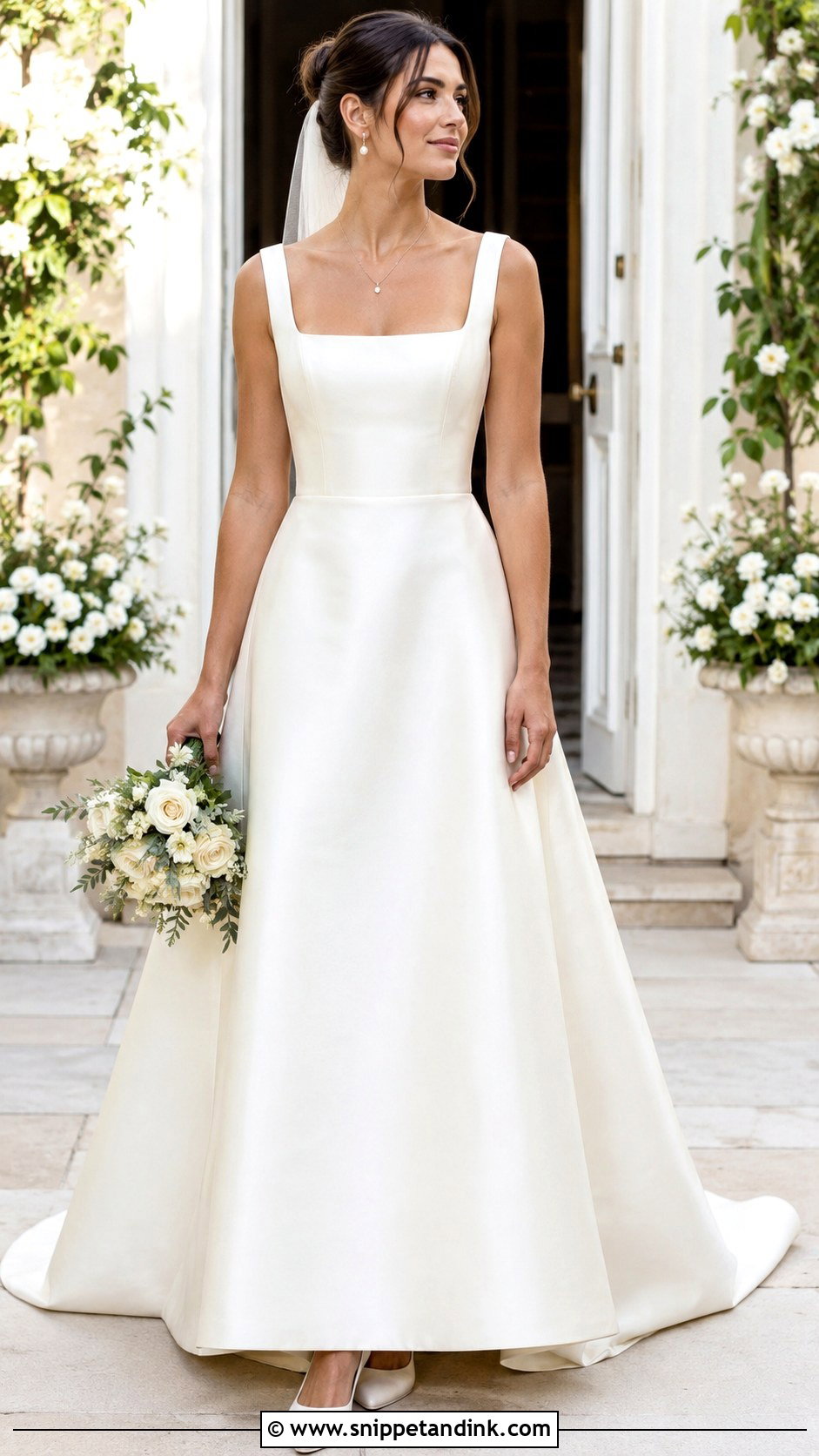 Long Square Neck Wedding Gown - Snippet and Ink - 20 Long Wedding Gown Ideas