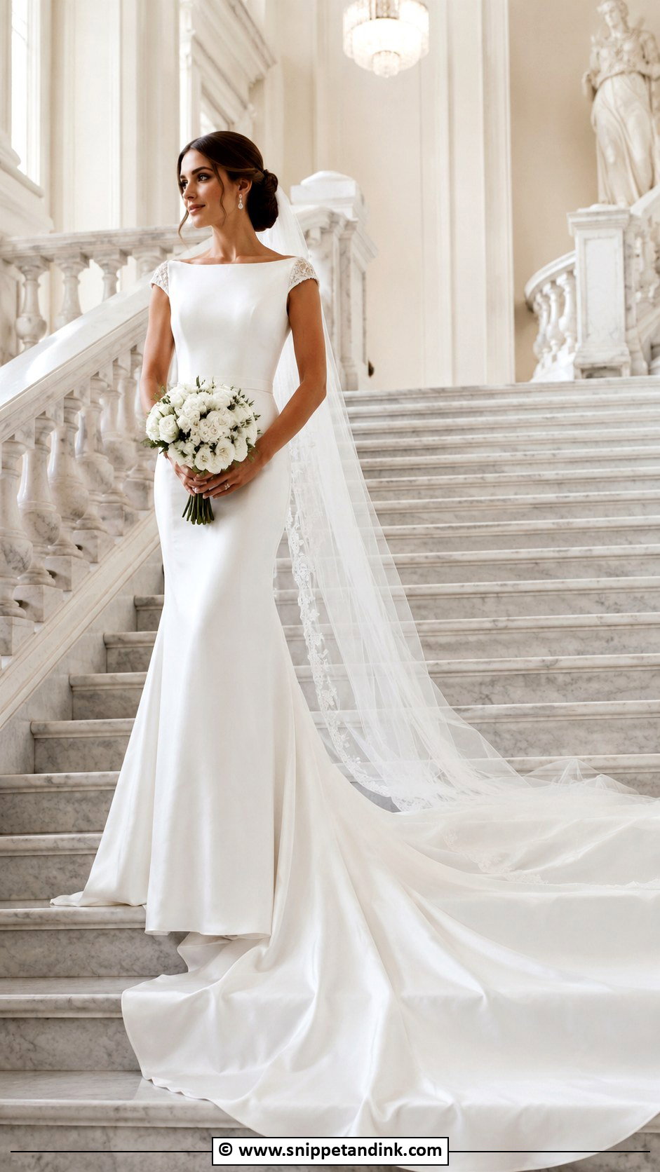 Long Train Cap Sleeve Wedding Dress - Snippet and Ink - 30 Cap Sleeve Wedding Dress Ideas