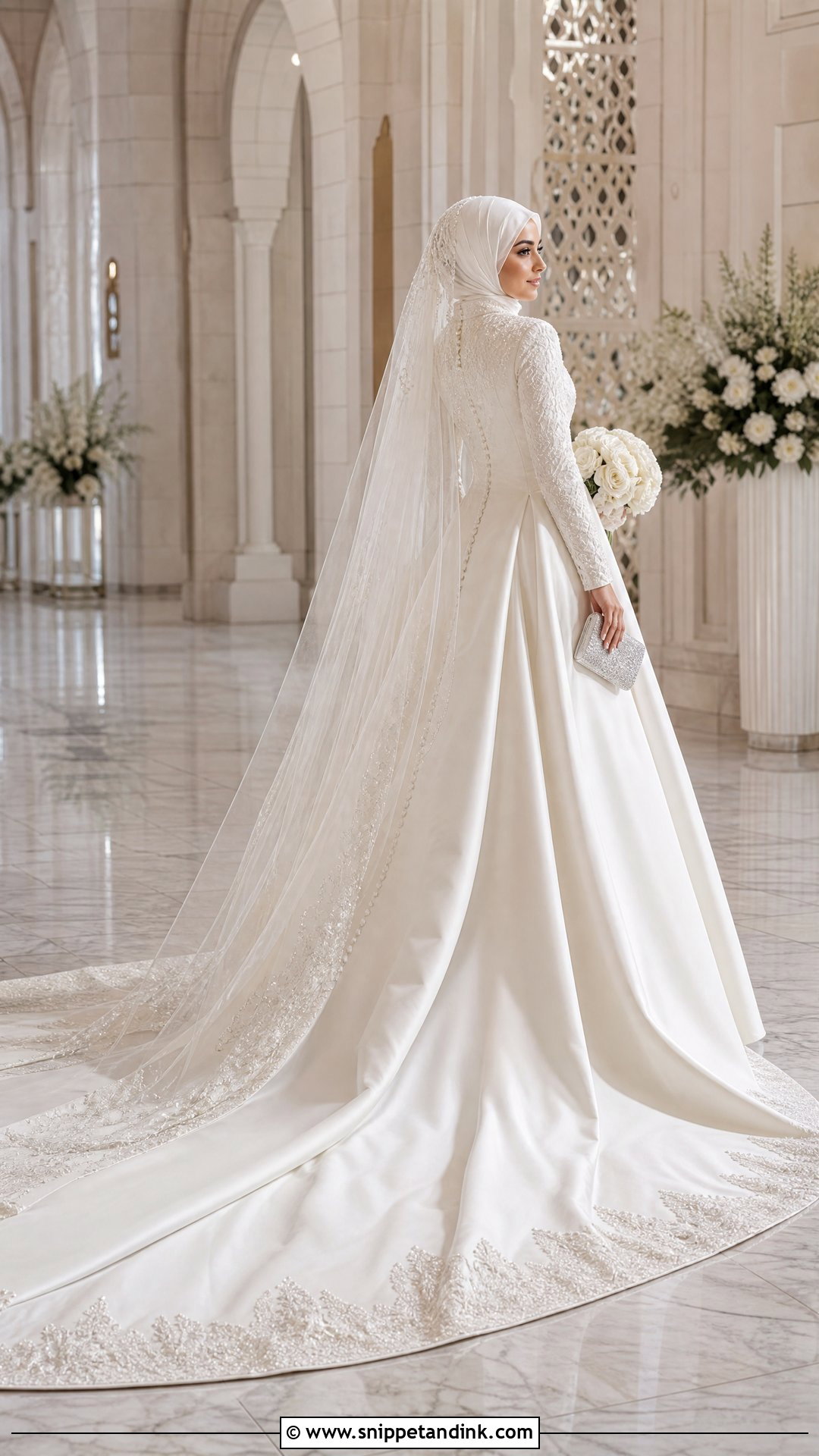 Long Train Islamic Bridal Dress - Snippet and Ink - 25 Islamic Bridal Dress Ideas
