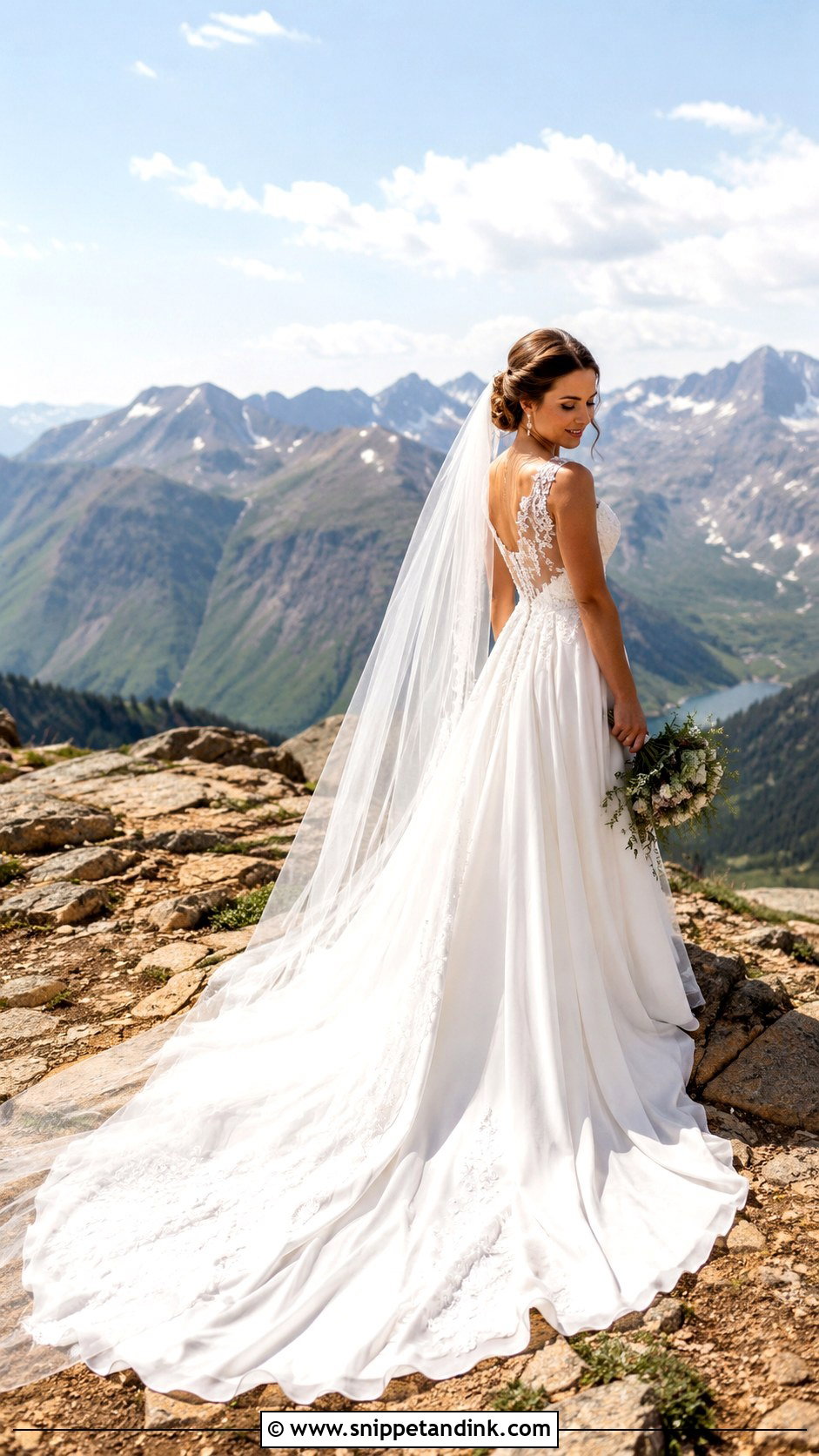 Long Train Mountain Wedding Dress - Snippet and Ink - 25 Mountain Wedding Dress Ideas