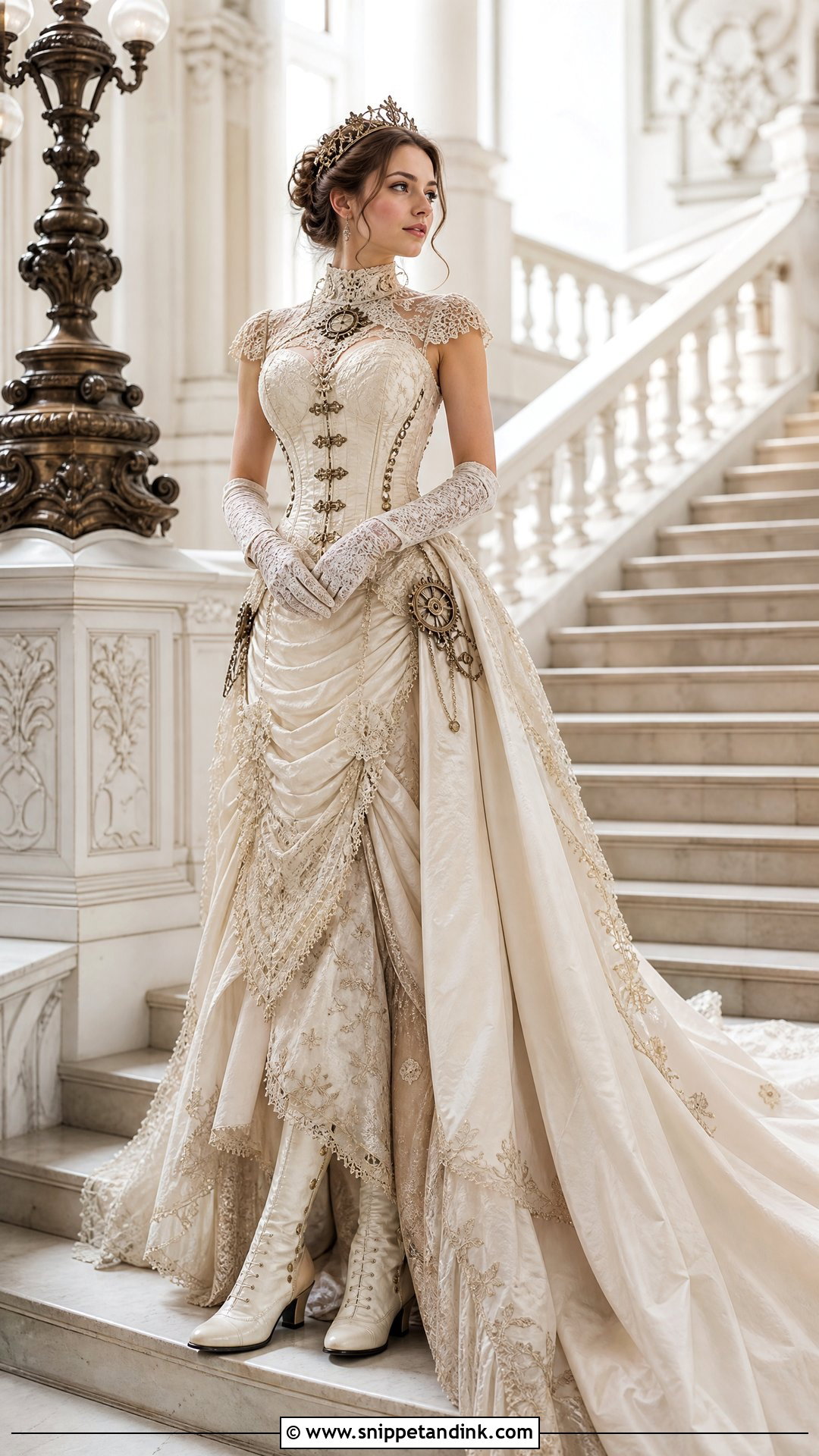 Long Train Steampunk Wedding Dress - Snippet and Ink - 25 Steampunk Wedding Dress Ideas