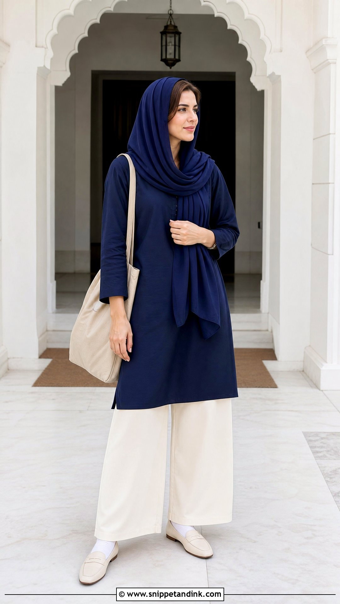 Long Tunic And Wide Leg Pants For Gurudwara - Snippet and Ink - 20 Gurudwara Outfit Ideas