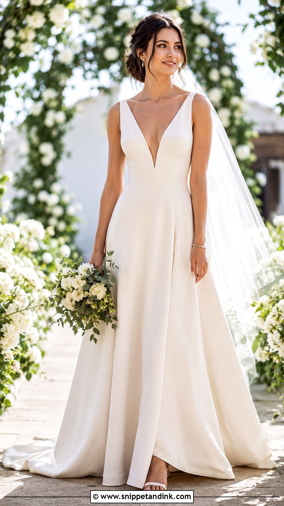 Long V Neck Wedding Dress - Snippet and Ink - 30 Long Wedding Dresses