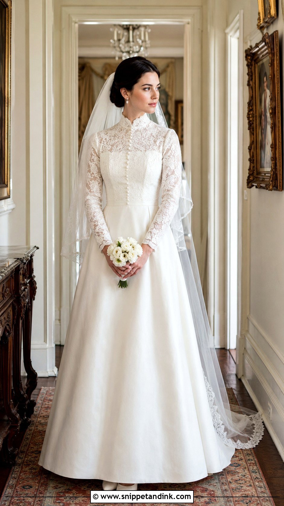 Long Vintage Inspired Wedding Gown - Snippet and Ink - 20 Long Wedding Gown Ideas