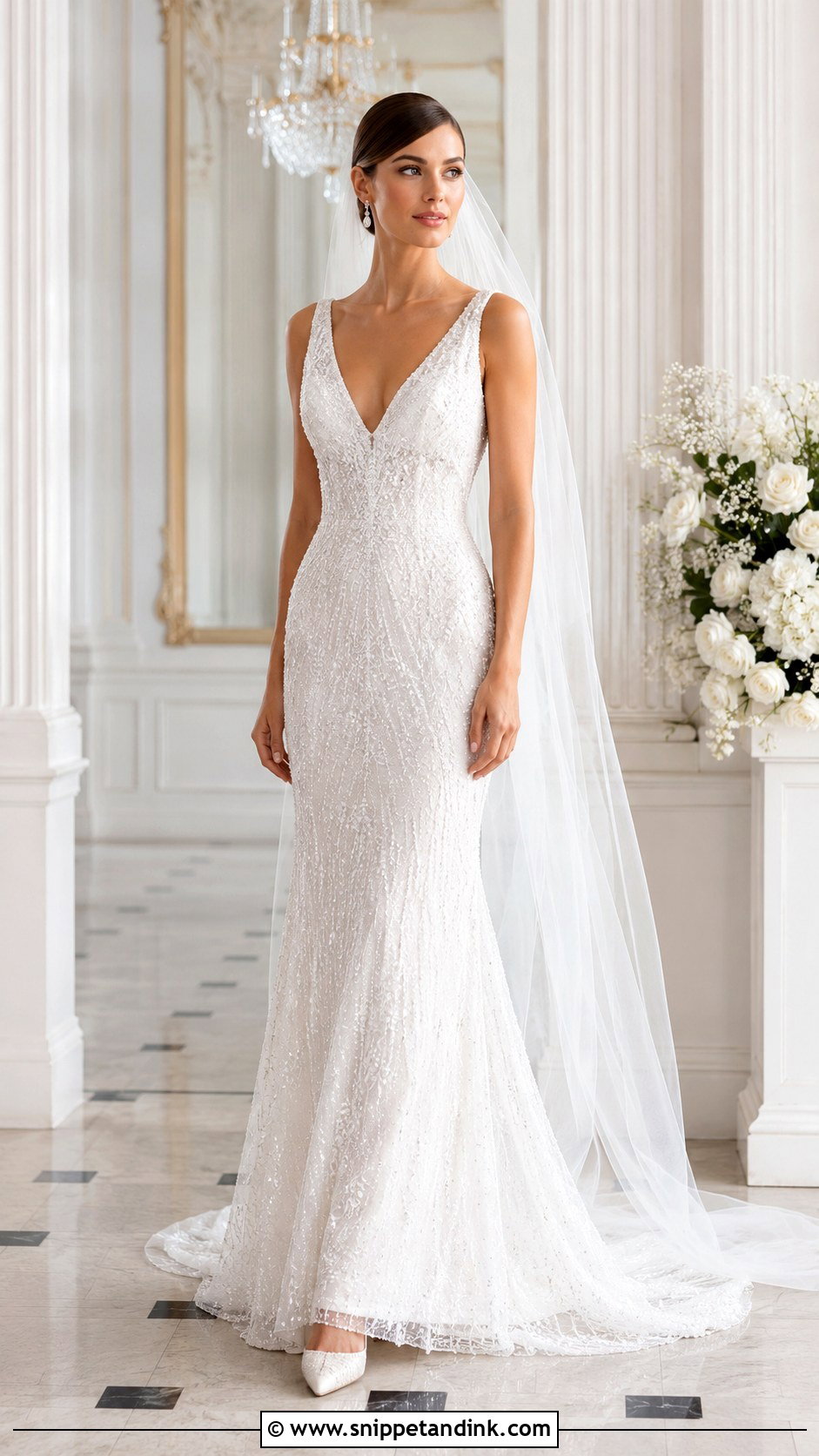 Long White Beaded Wedding Dress - Snippet and Ink - 20 Long White Wedding Dress Ideas