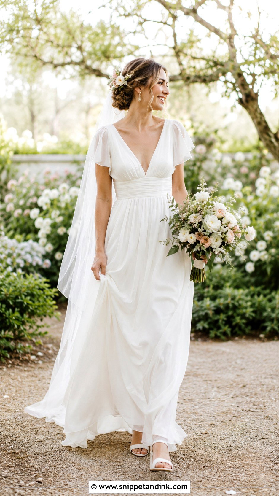 Long White Chiffon Wedding Dress - Snippet and Ink - 20 Long White Wedding Dress Ideas