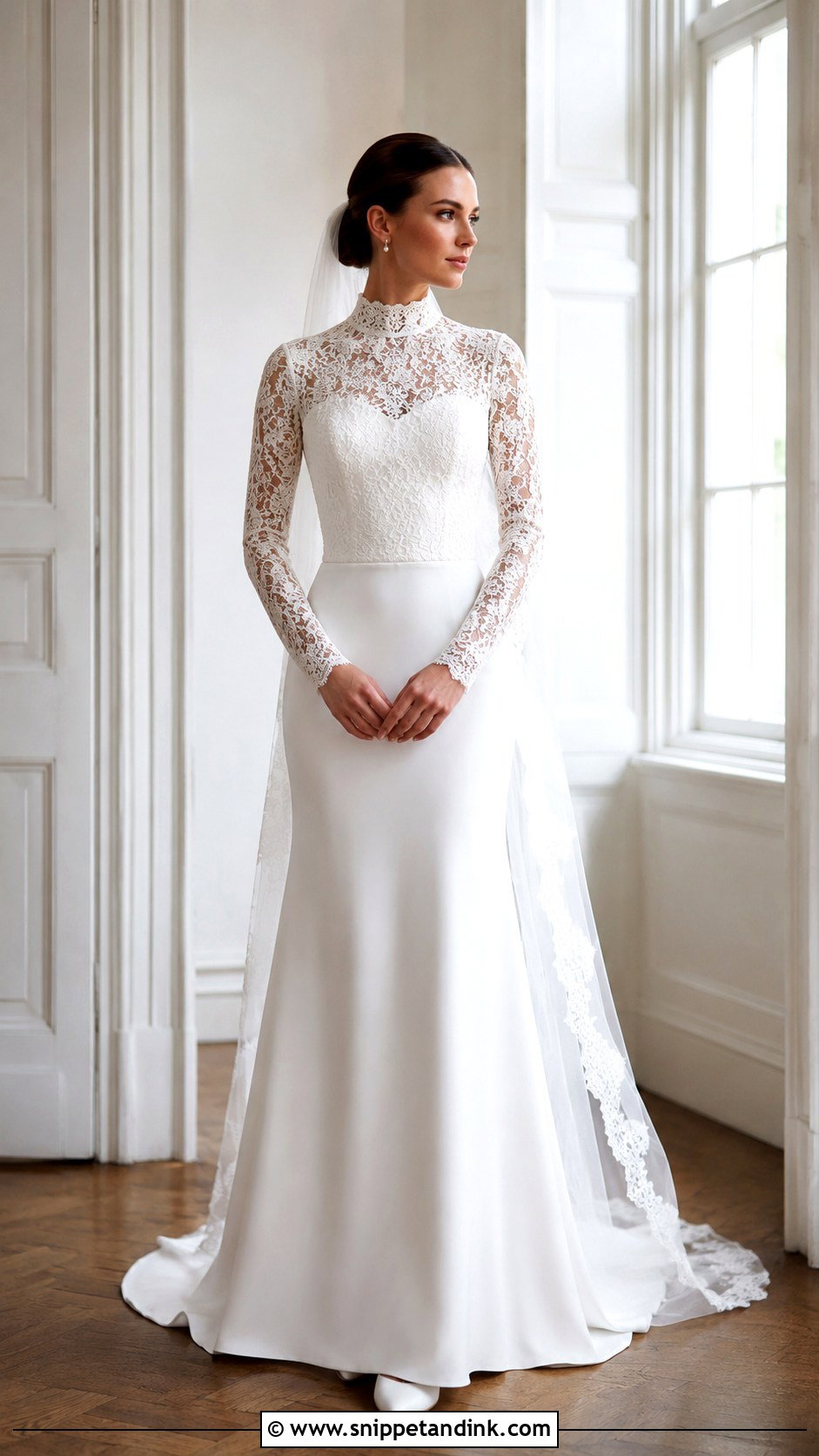 Long White High Neck Wedding Dress - Snippet and Ink - 20 Long White Wedding Dress Ideas