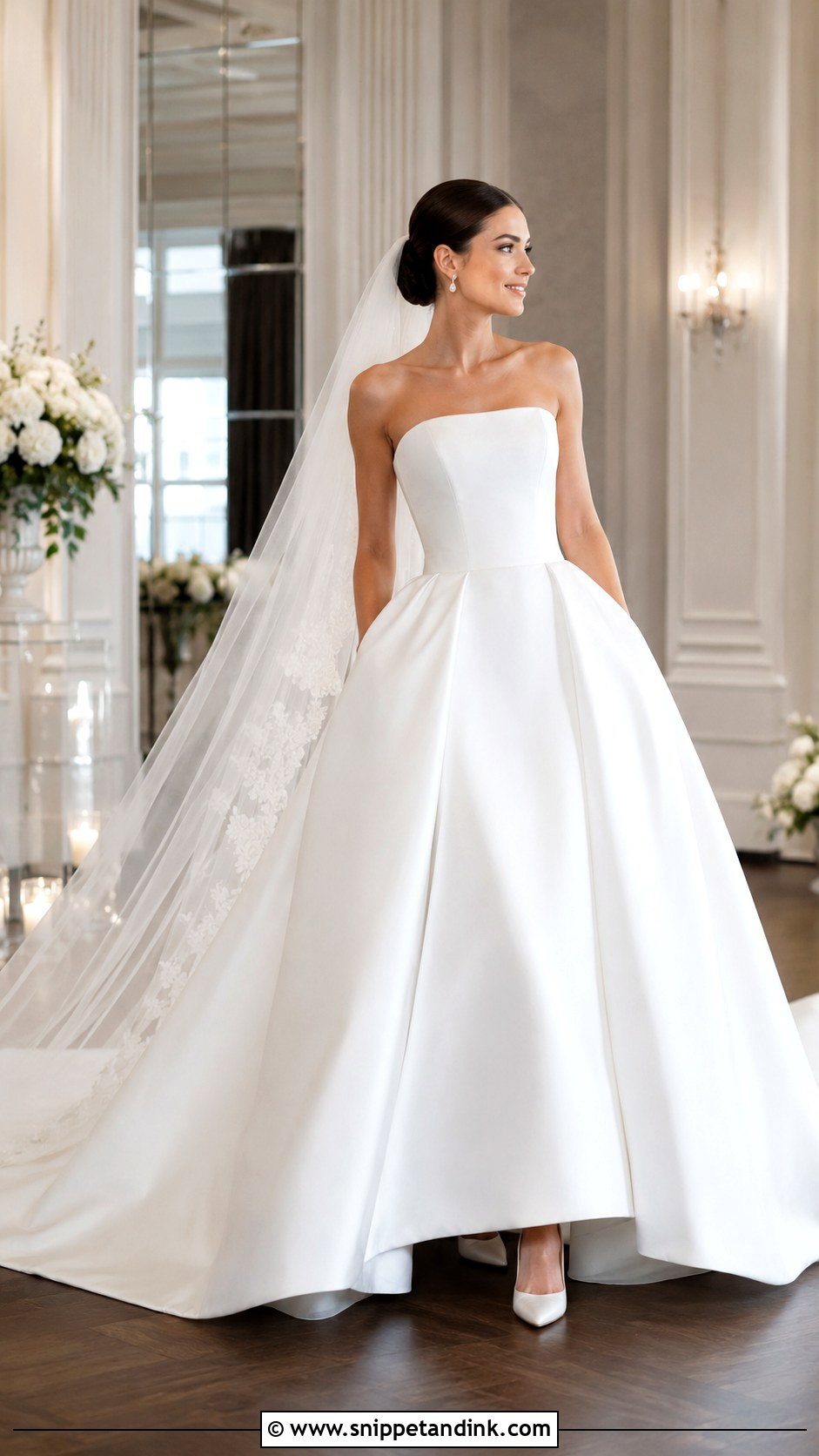 Long White Satin Ball Gown Wedding Dress - Snippet and Ink - 20 Long White Wedding Dress Ideas