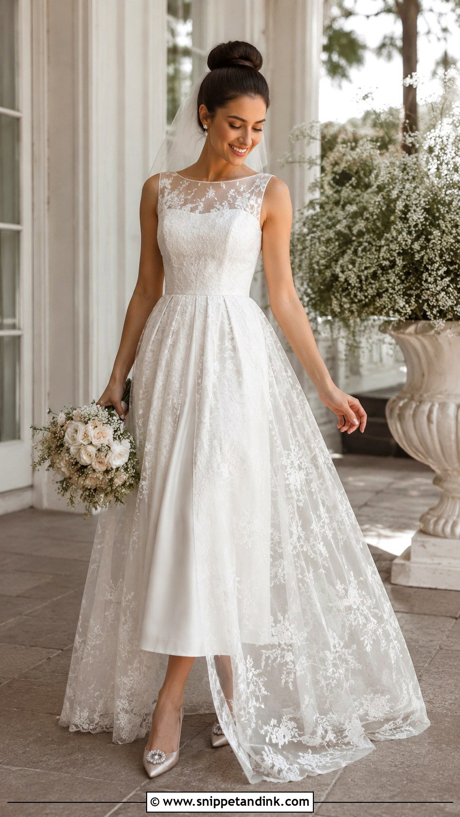 Long White Tea Length Overlay Wedding Dress - Snippet and Ink - 20 Long White Wedding Dress Ideas