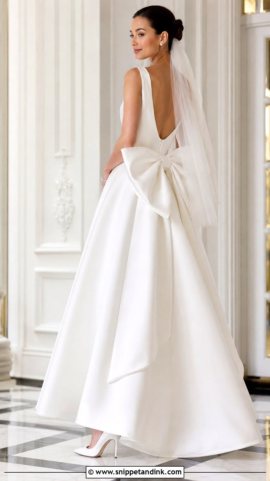 Long White Wedding Dress With Bow - Snippet and Ink - 20 Long White Wedding Dress Ideas