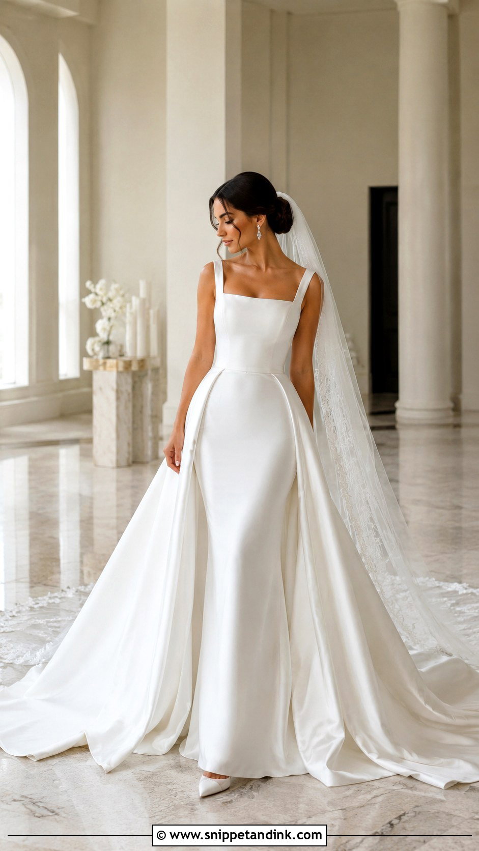 Long White Wedding Dress With Overskirt - Snippet and Ink - 20 Long White Wedding Dress Ideas