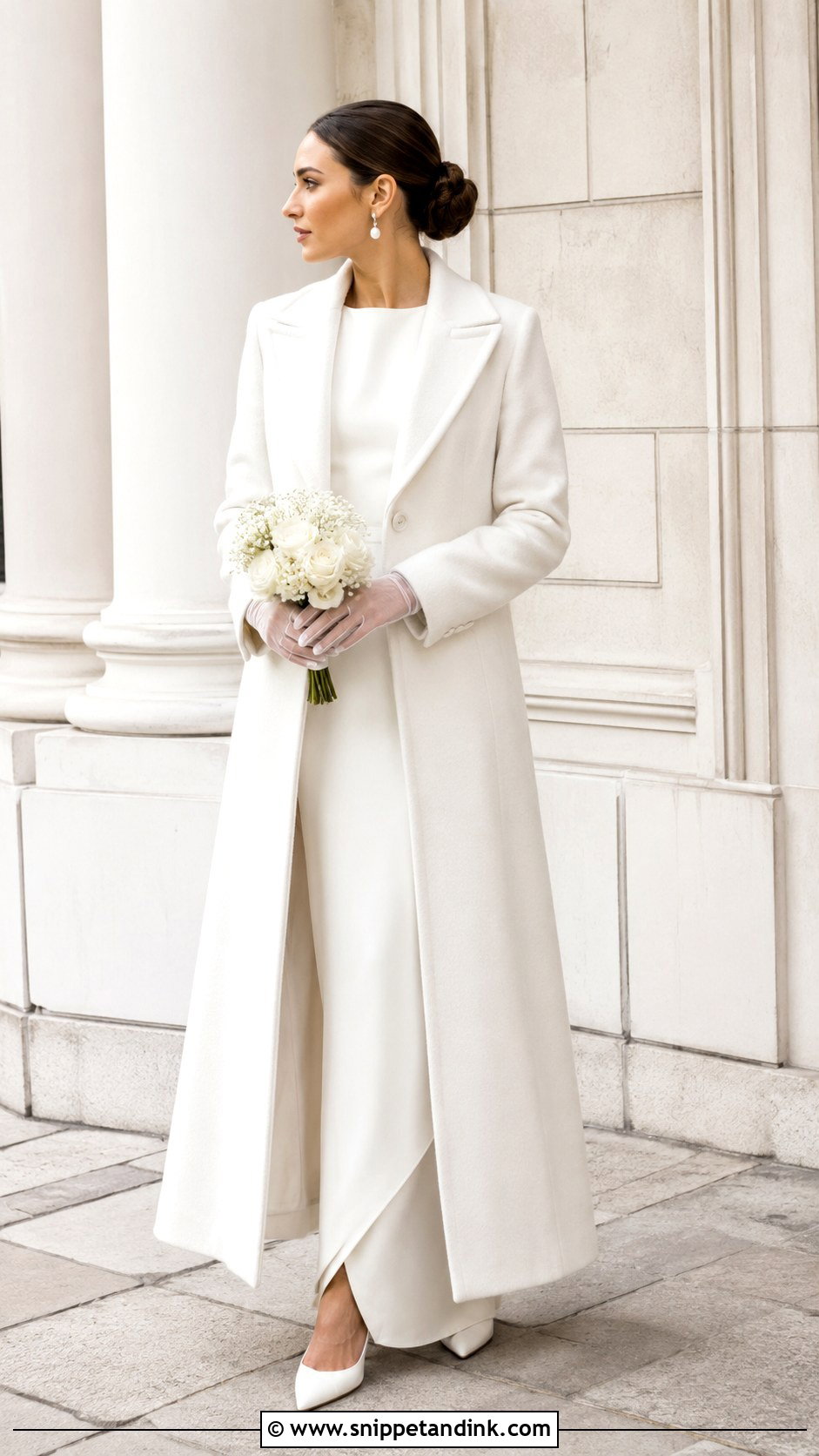 Long Wool Bridal Coat - Snippet and Ink - 25 Bridal Coat Ideas