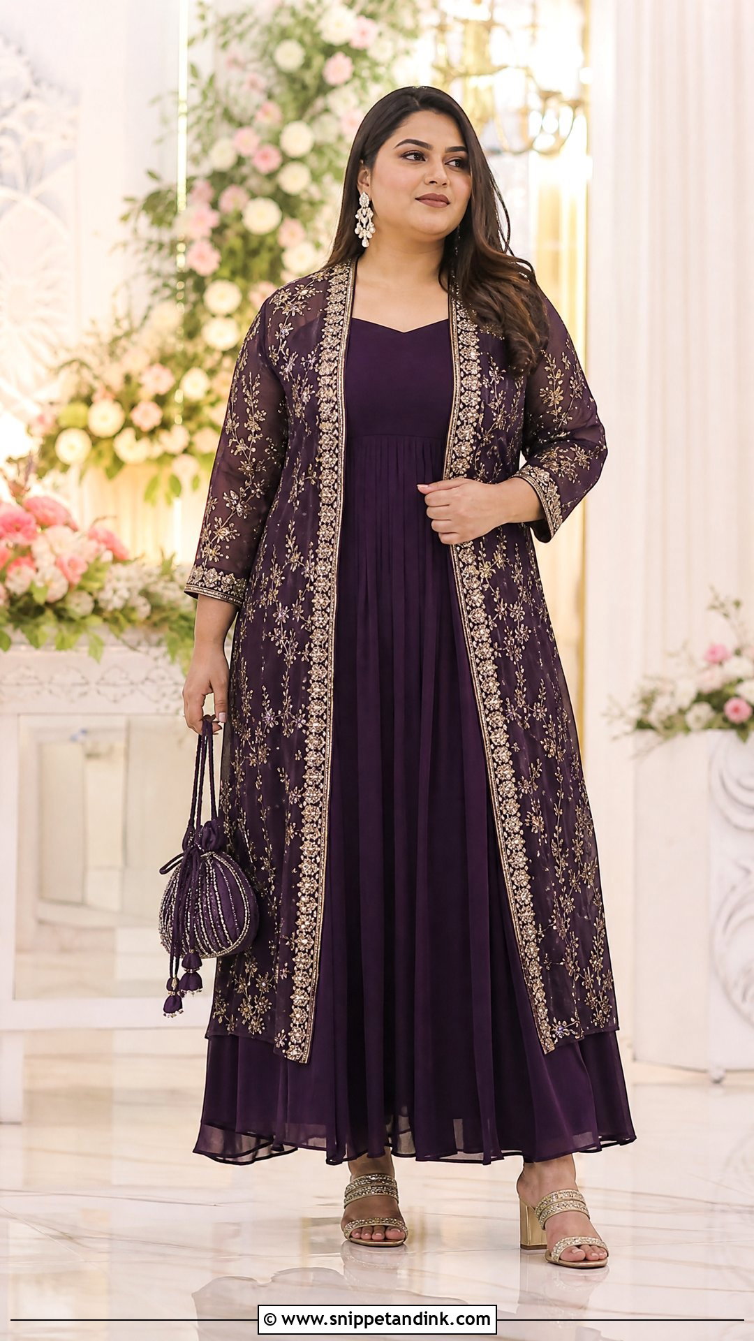 Longline Shrug With Empire Waist Dress - Snippet and Ink - 20 Shrugs for Dresses Indian Wedding