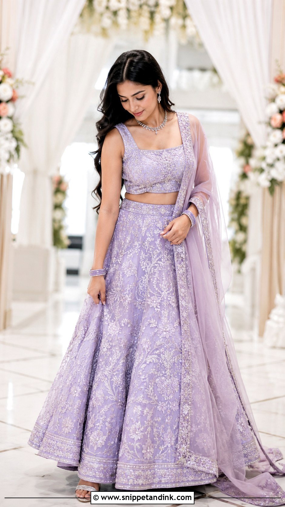Looking Down Lengha Pose - Snippet and Ink - 20 Lengha Pose Ideas