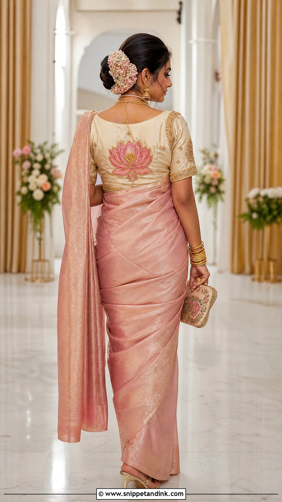 Lotus Bridal Blouse Maggam Work Design - Snippet and Ink - 20 Latest Bridal Blouse Maggam Work Designs