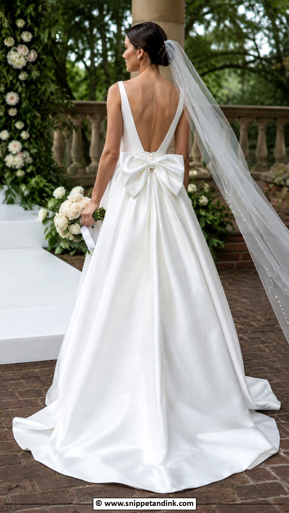 Low Back Back Bow Wedding Dress - Snippet and Ink - 30 Low Back Wedding Dress Ideas