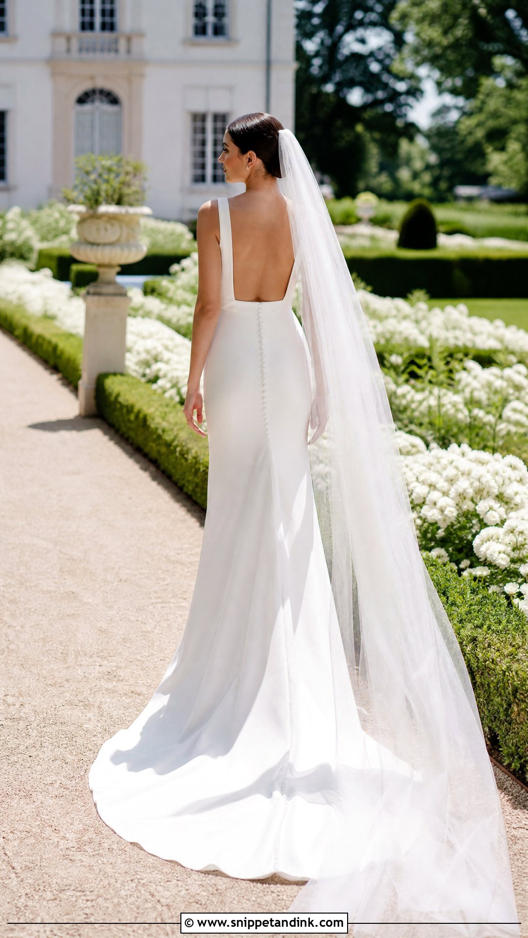 Low Back Column Wedding Dress - Snippet and Ink - 20 Nicola Peltz Wedding Dress Ideas