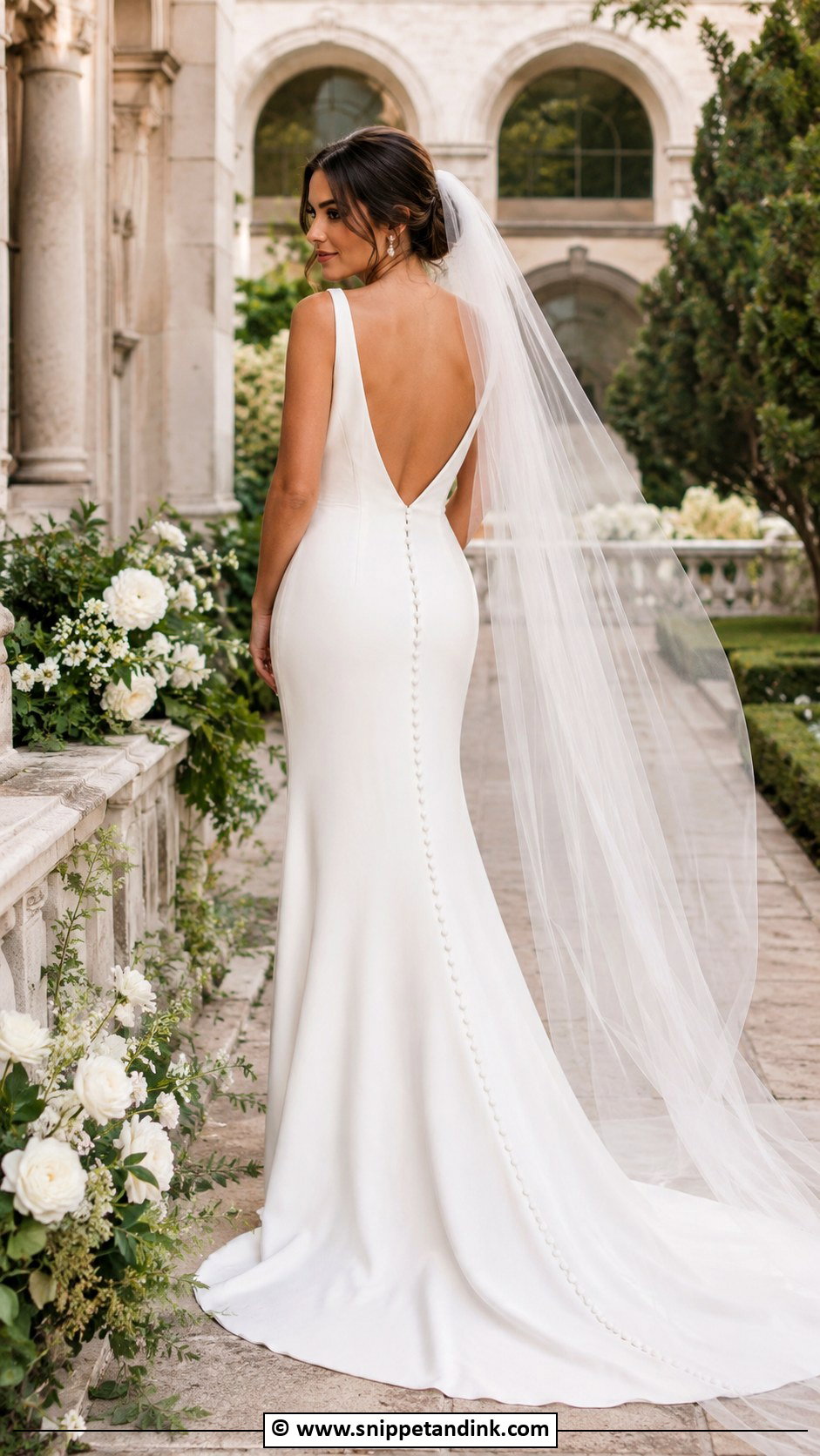 Low Back Column Wedding Dress - Snippet and Ink - 25 Column Wedding Dress Ideas