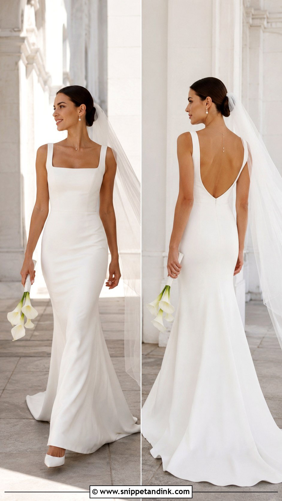 Low Back Crepe Wedding Dress - Snippet and Ink - 20 Elegant Plain Wedding Dress Ideas