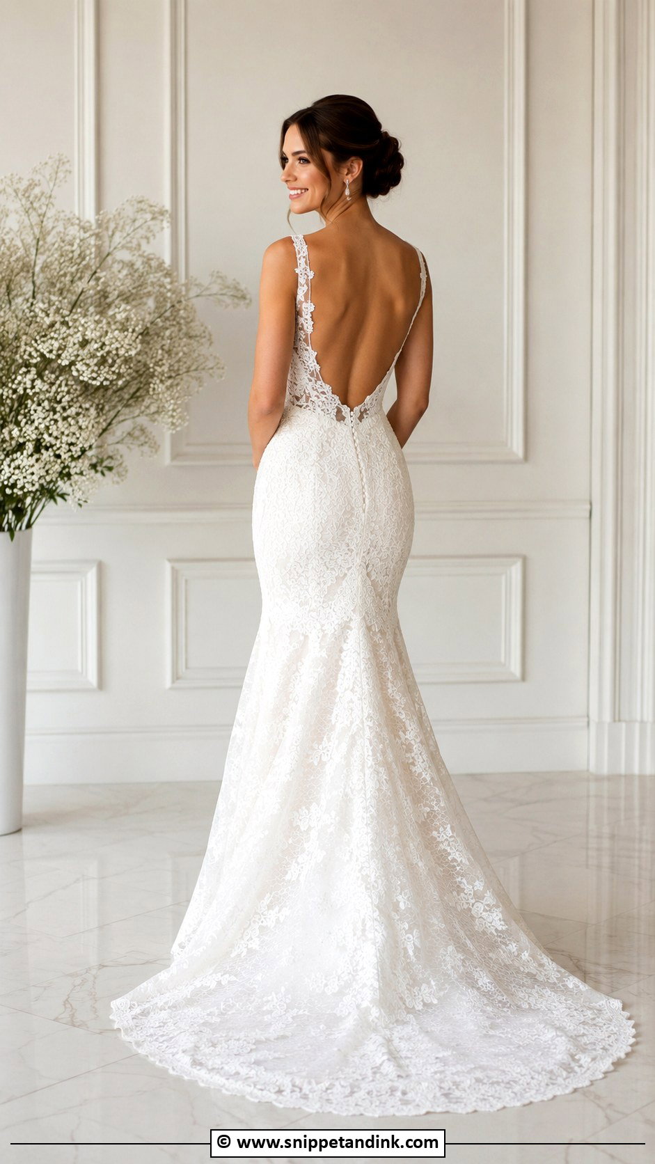 Low Back Fit And Flare Wedding Dress - Snippet and Ink - 30 Low Back Wedding Dress Ideas