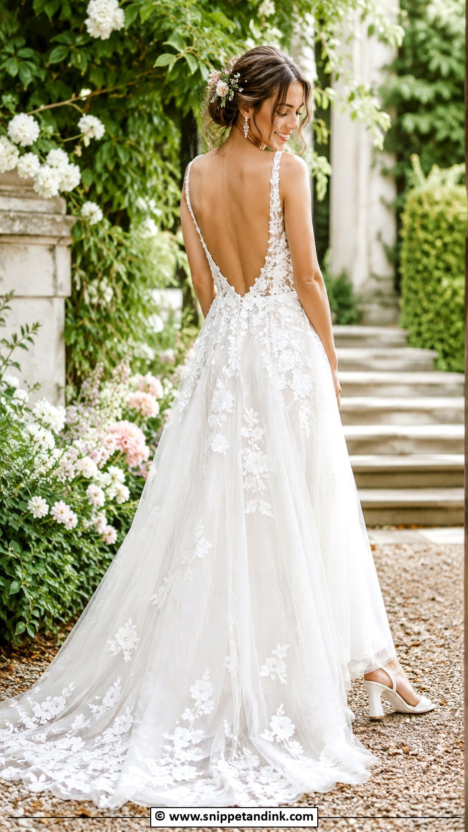 Low Back Garden Wedding Dress - Snippet and Ink - 30 Low Back Wedding Dress Ideas