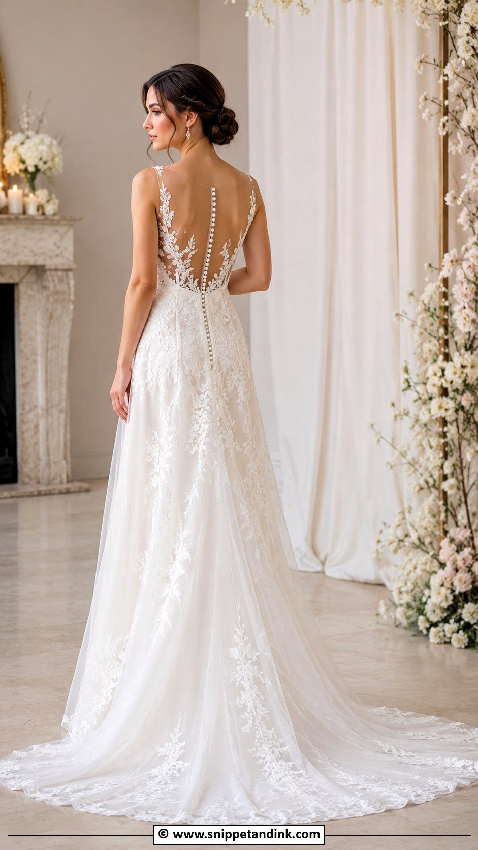 Low Back Illusion Wedding Dress - Snippet and Ink - 30 Low Back Wedding Dress Ideas