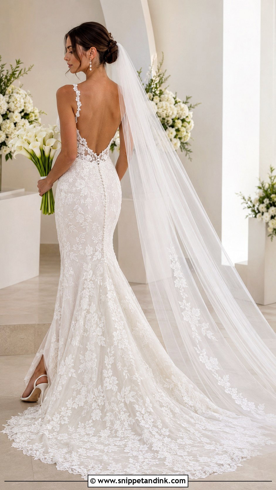 Low Back Lace Fit and Flare Wedding Dress - Snippet and Ink - 20 Lace Fit and Flare Wedding Dress Ideas
