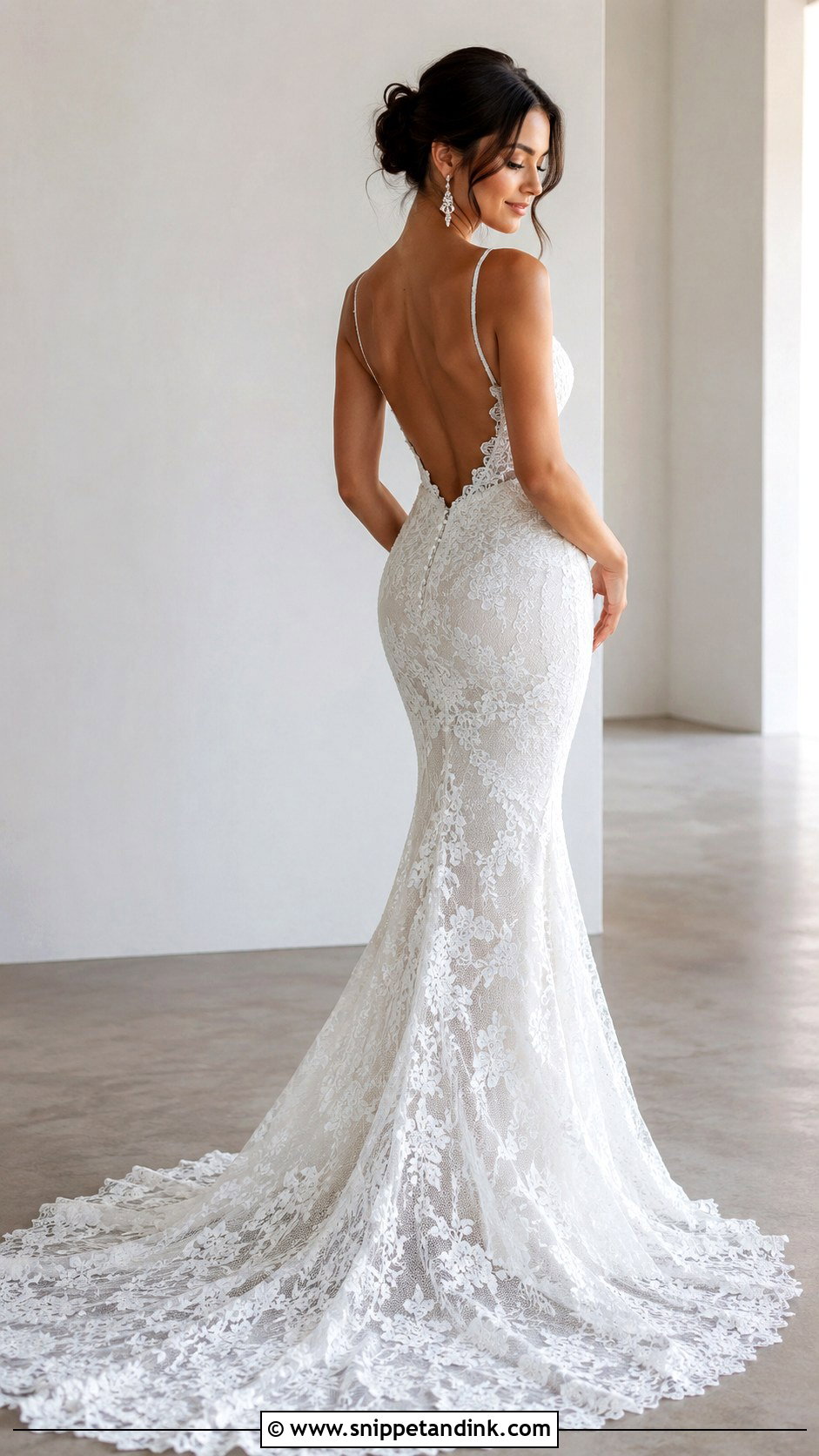 Low Back Lace Mermaid Wedding Dress - Snippet and Ink - 30 Lace Mermaid Wedding Dress Ideas