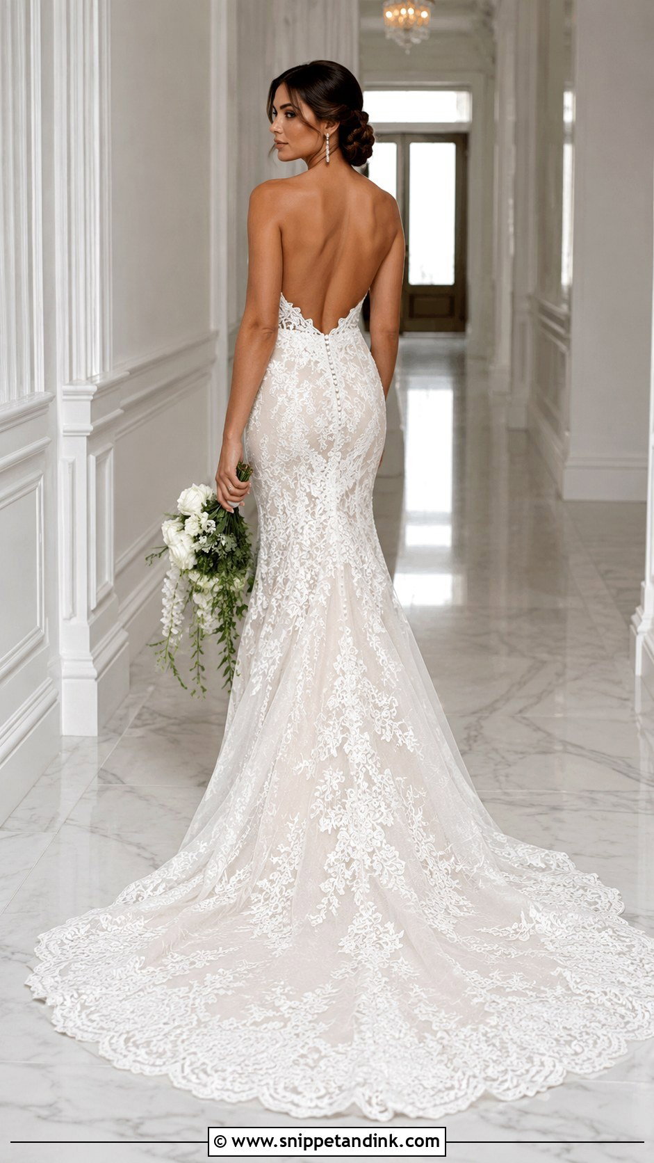 Low Back Lace Mermaid Wedding Dress - Snippet and Ink - 20 Fitted Strapless Lace Wedding Dress Ideas