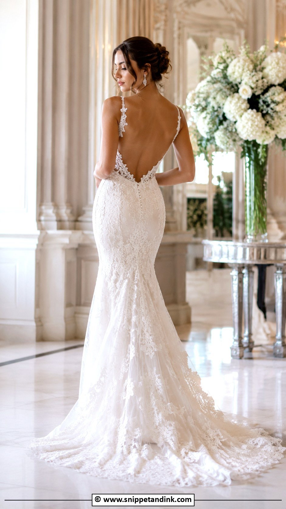 Low Back Lace Mermaid Wedding Dress - Snippet and Ink - 30 Low Back Wedding Dress Ideas