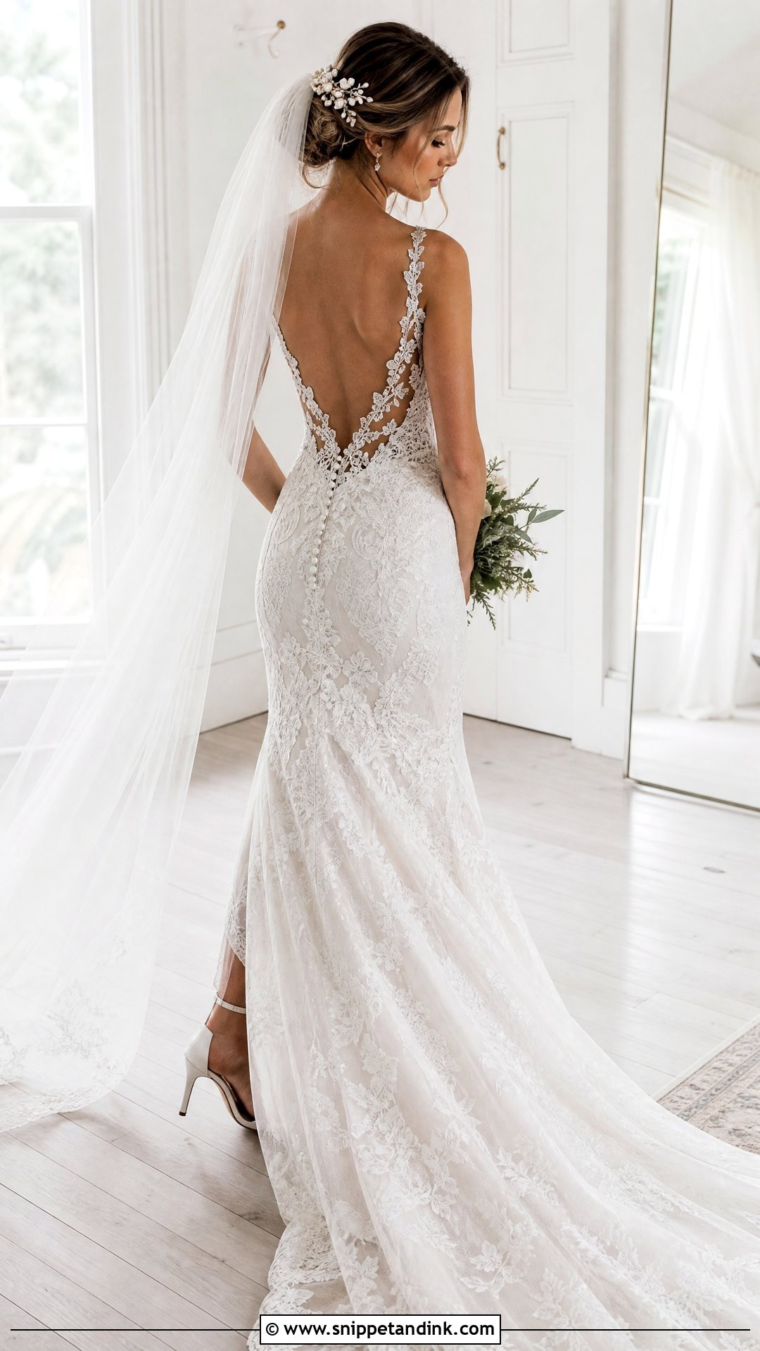 Low Back Lace Wedding Dress - Snippet and Ink - 25 Revealing Wedding Dress Ideas