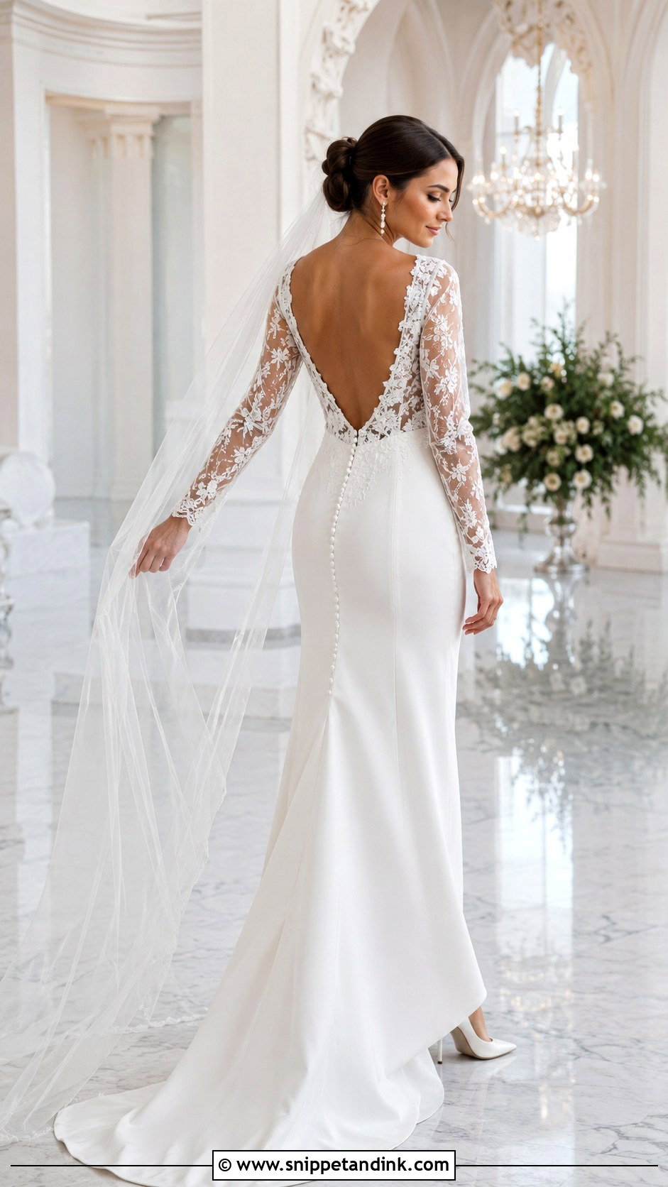 Low Back Long Sleeve V Neck Wedding Dress - Snippet and Ink - 20 Long Sleeve V Neck Wedding Dress Ideas
