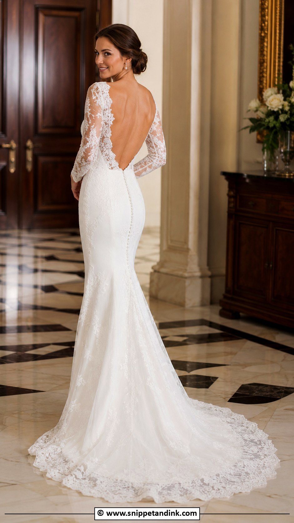 Low Back Long Sleeve Wedding Dress - Snippet and Ink - 30 Low Back Wedding Dress Ideas