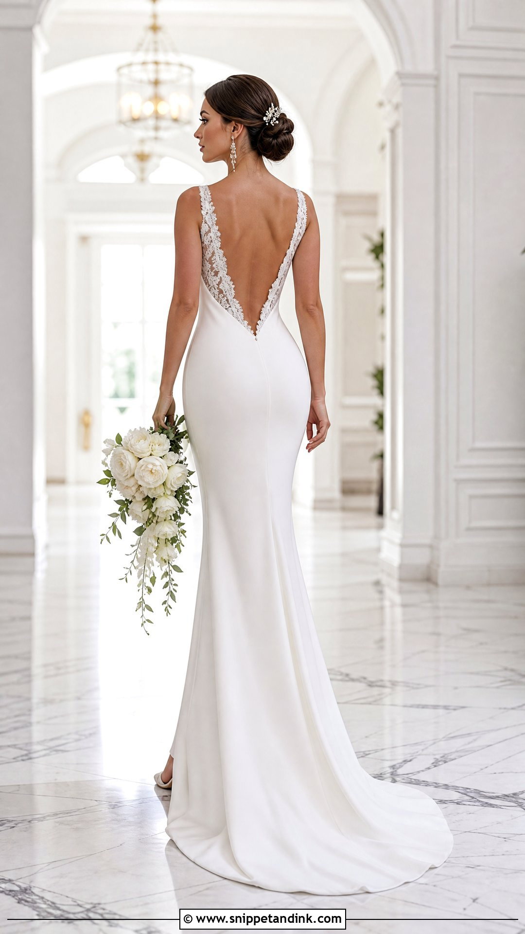 Low Back Plunge Neck Wedding Dress - Snippet and Ink - 20 Plunge Neck Wedding Dress Ideas