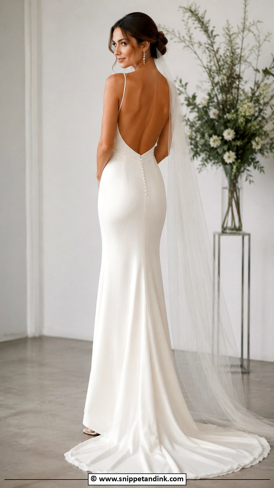 Low Back Sheath Wedding Dress - Snippet and Ink - 30 Low Back Wedding Dress Ideas