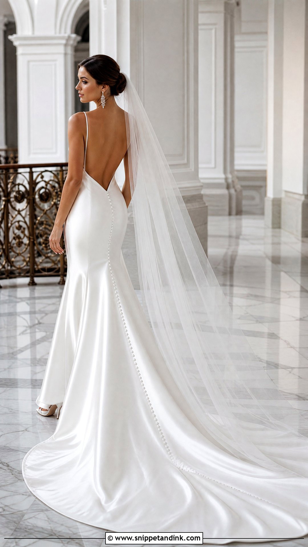 Low Back Slinky Wedding Dress With Train - Snippet and Ink - 20 Slinky Wedding Dress Ideas