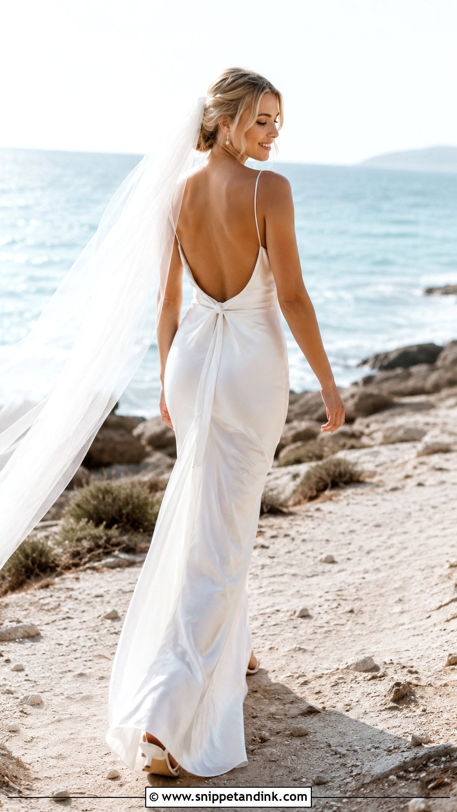 Low Back Slip Bow Wedding Dress - Snippet and Ink - 20 Bow Back Wedding Dress Ideas