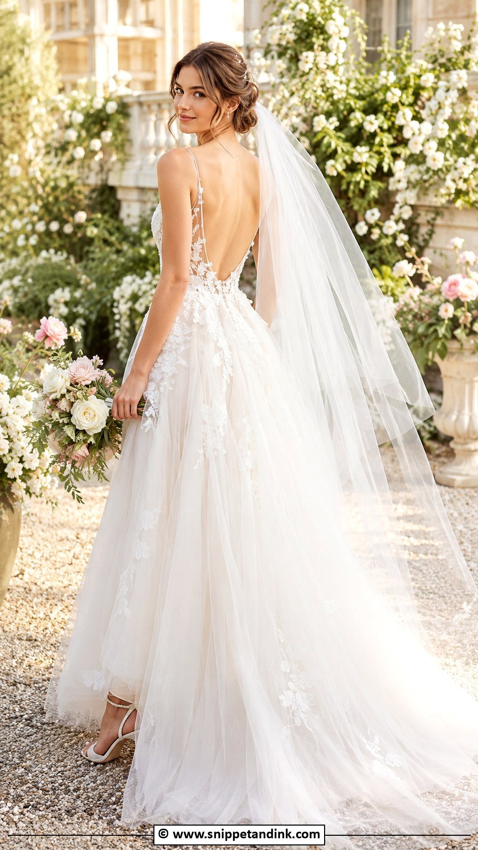 Low Back Tulle Wedding Dress - Snippet and Ink - 30 Low Back Wedding Dress Ideas