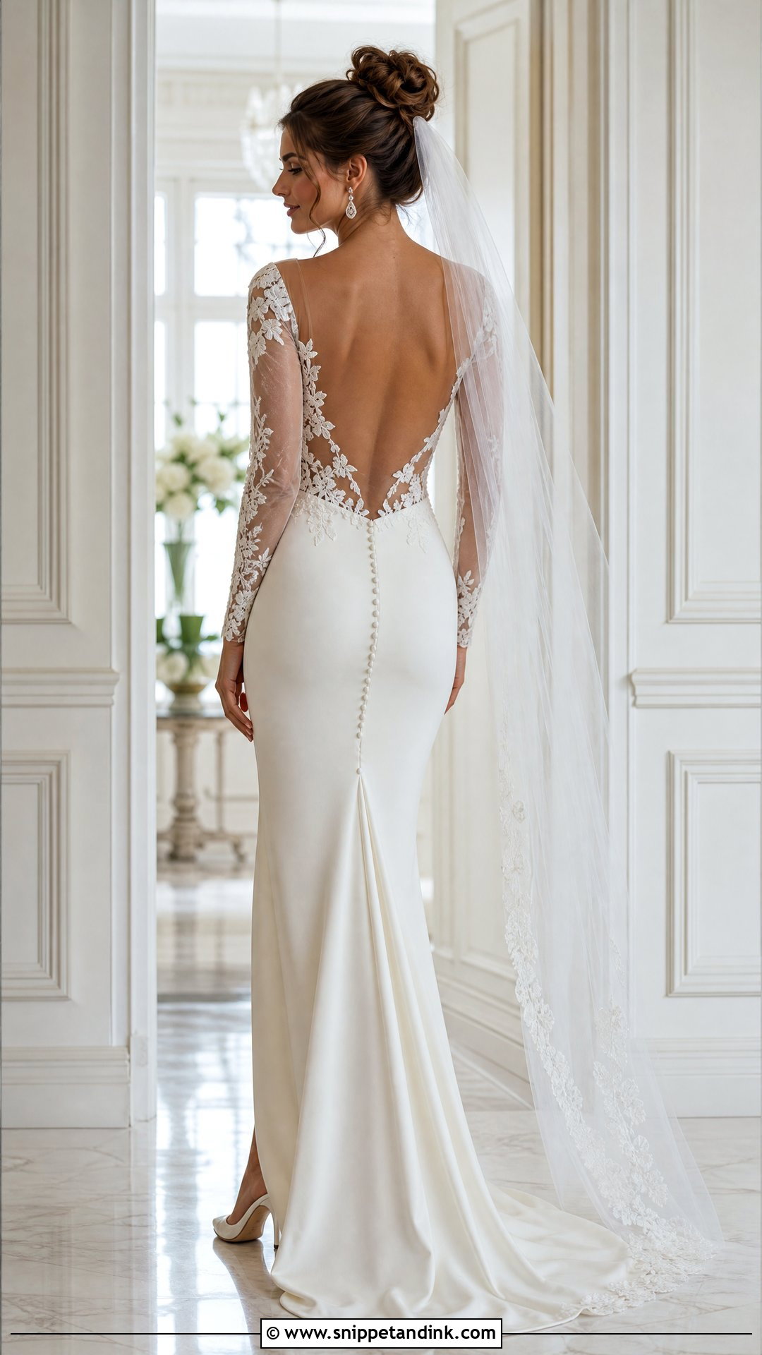 Low Back Wedding Dress With Illusion Sleeves - Snippet and Ink - 20 Tight Wedding Dress with Sleeves