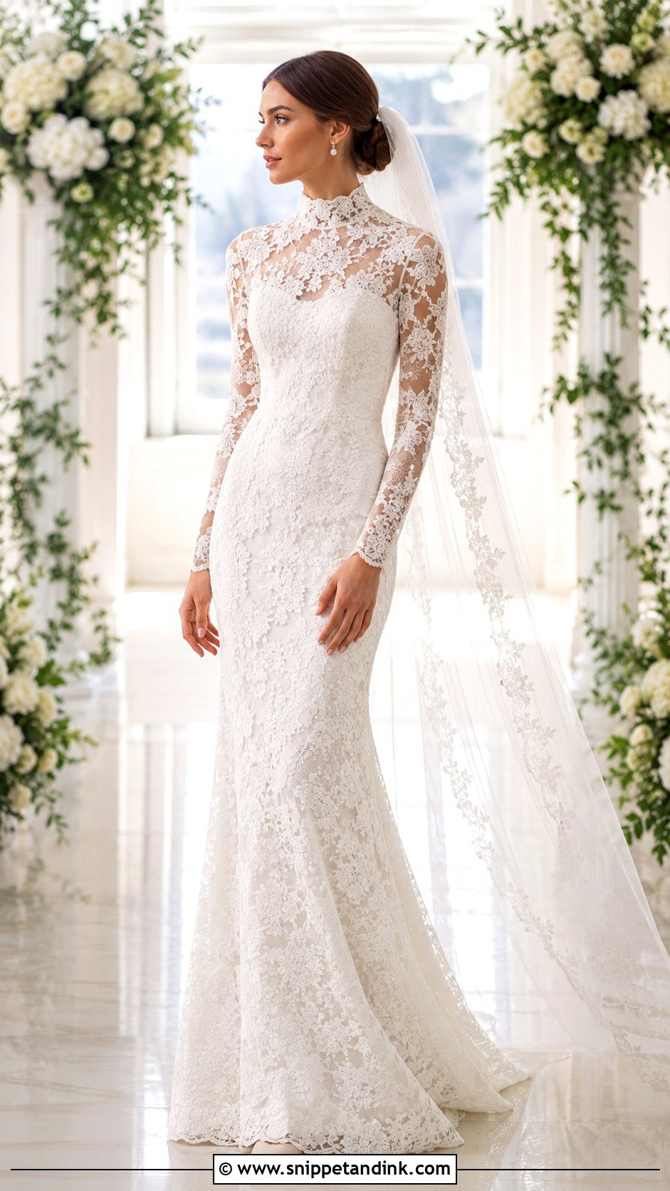 Low Bun For High Neck Wedding Dress - Snippet and Ink - 20 High Neck Wedding Dress Hairstyle Ideas