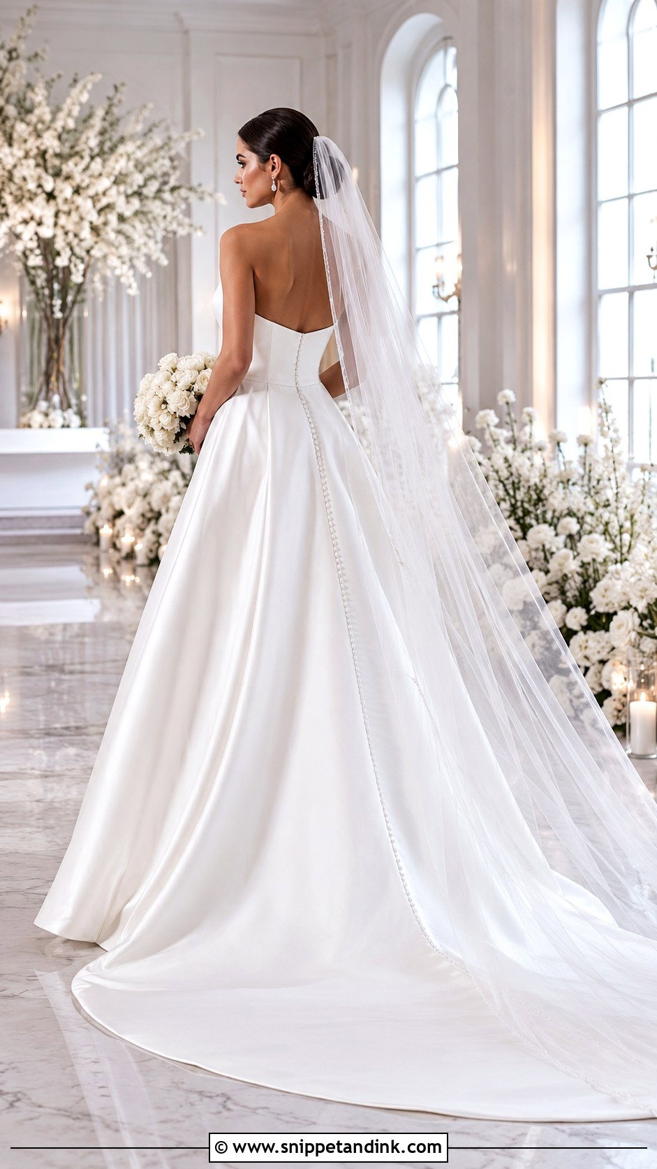 Low Bun With Cathedral Veil - Snippet and Ink - 20 Bun with Veil Ideas