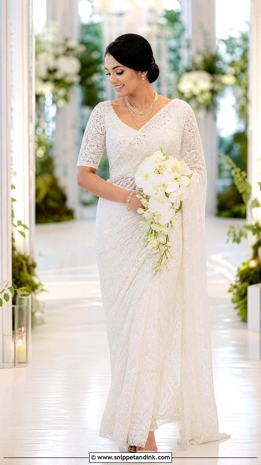 Low Country White Sri Lankan Bride Saree - Snippet and Ink - 20 Srilankan Bride Ideas
