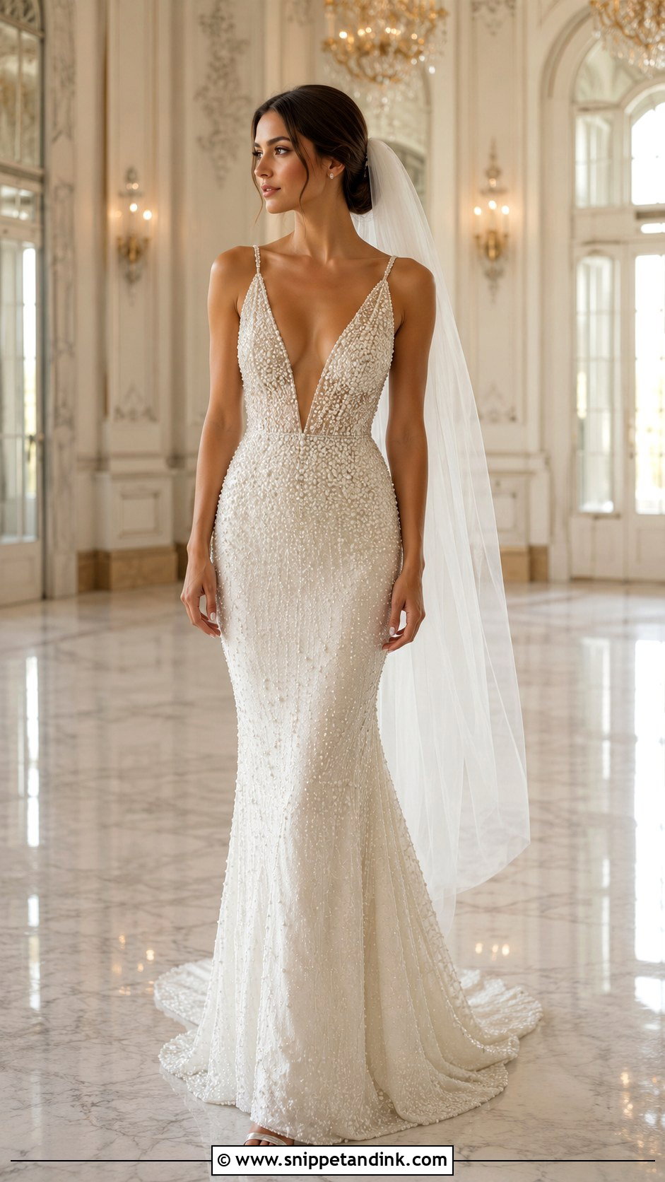 Low Cut Beaded Wedding Dress - Snippet and Ink - 20 Low Cut Wedding Dress Ideas