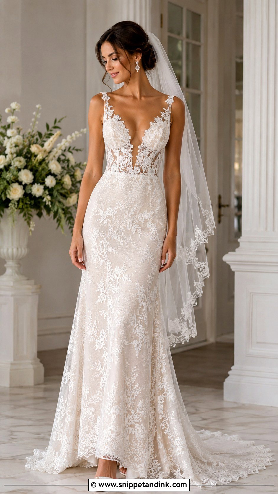 Low Cut Illusion Wedding Dress - Snippet and Ink - 20 Low Cut Wedding Dress Ideas
