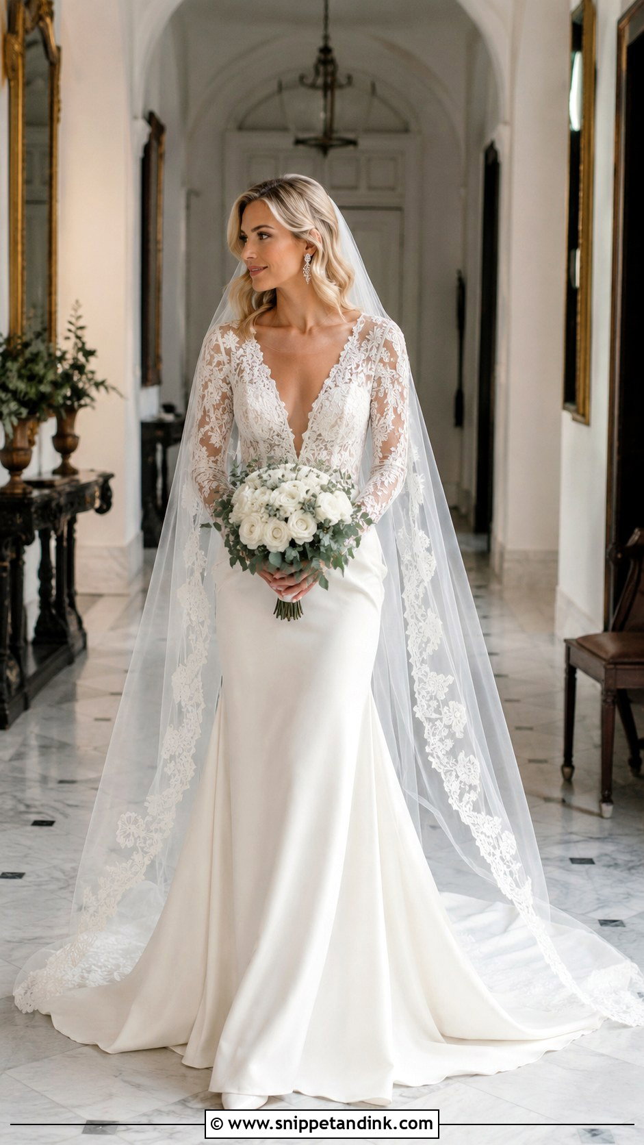 Low Cut Long Sleeve Wedding Dress - Snippet and Ink - 20 Low Cut Wedding Dress Ideas