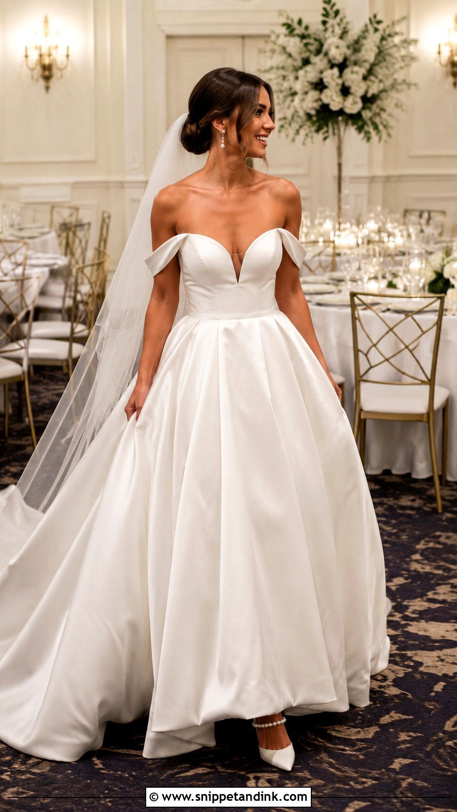 Low Cut Off Shoulder Wedding Dress - Snippet and Ink - 20 Low Cut Wedding Dress Ideas