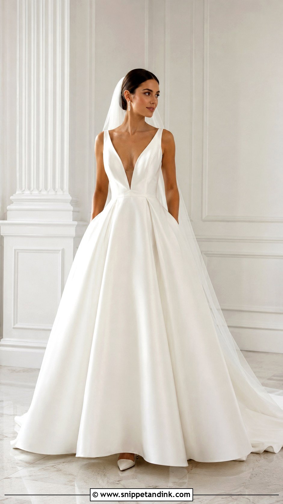 Low Cut Satin Ball Gown Wedding Dress - Snippet and Ink - 20 Low Cut Wedding Dress Ideas