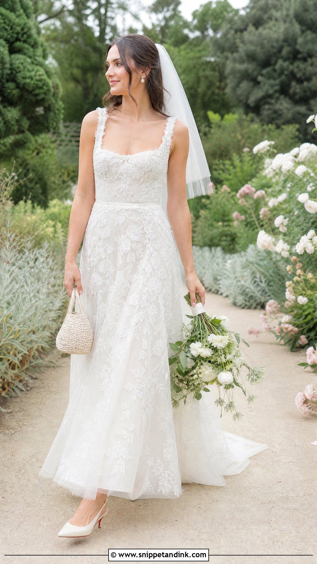 Low Heel Louboutin Slingbacks With A Garden Wedding Dress - Snippet and Ink - 20 Wedding Louboutins Ideas