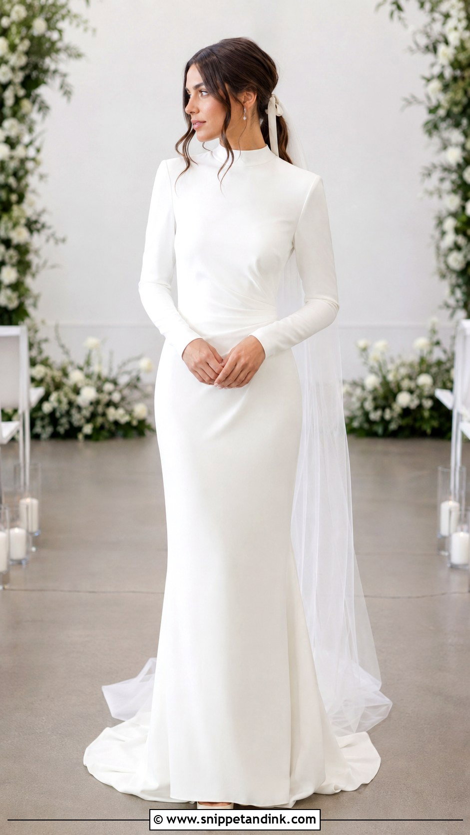 Low Ponytail For High Neck Wedding Dress - Snippet and Ink - 20 High Neck Wedding Dress Hairstyle Ideas